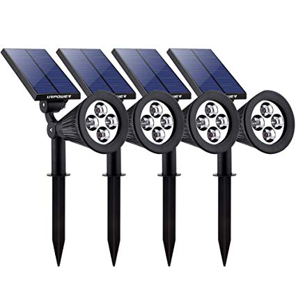 URPOWER Solar Lights Waterproof Solar Lights Outdoor 2-in-1 Adjustable Solar Spotlight Wall Light Auto On/Off Solar-Powered Landscape Lighting for Garden Yard Pathway Swimming Pool (4Pack-Cool White)