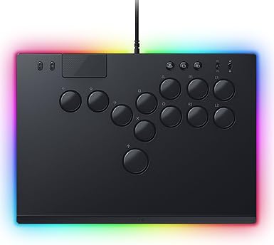 Razer Kitsune All-Button Arcade Controller: For PS5 / PlayStation 5 & PC - Low-Profile Optical Switches - Slim Form Factor - Removable Top Plate - Chroma RGB Lighting - USB Type C - Black