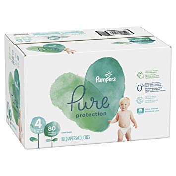 Pampers Pure Disposable Baby Diapers, Hypoallergenic and Fragrance Free Protection, Size 4, 80 Count, Giant