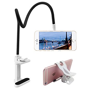 Gooseneck Phone Holder,Flexible Long Arms Phone Clip Holder Stand with Sitck-On Car Mount for IPhone,IPod,GPS,PDA,Samsung Galaxy, HTC, Nokia, LG, (Black)