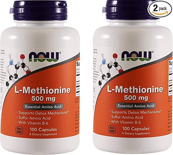 Now Foods L-methionine, 100 Capsules / 500mg (Pack of 2)