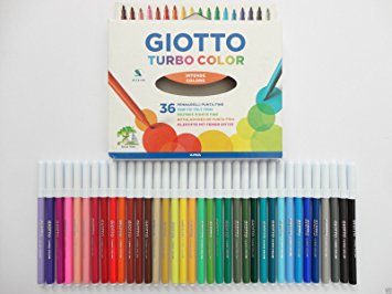 36 Pack - Giotto Turbo Colour Felt Tip Fibre Pens - Fine - School Kids Art