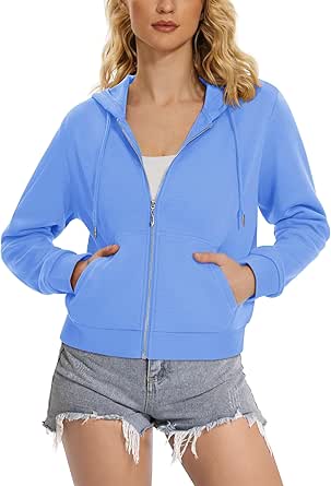 TACVASEN Women's Full Zip Hoodies Winter Warm Jackets Fleece Lined Cropped Tops