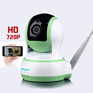 Xkora 720 HD Pan & Tilt WIFI/Network Wireless/Wired IP Camera with Night Vision,Surveillance , Video Record and Smart Motion Detection for Baby, Business, Home Security Via Remote Control (Green)