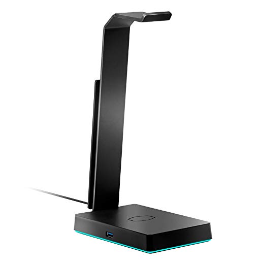 Cooler Master GS750 Gaming RGB Headset Stand with Integrated Qi Wireless Charging, USB Hubs, and Onboard 7.1 Surround Sound