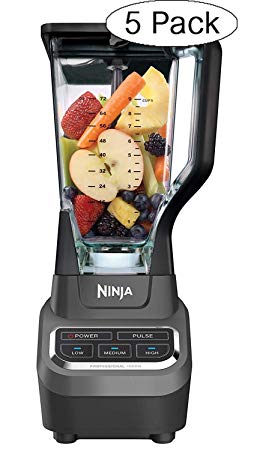 Ninja Professional 72oz Countertop Blender with 1000-Watt Base and Total Crushing Technology for Smoothies, Ice and Frozen Fruit (BL610), Black (Fivе Расk)