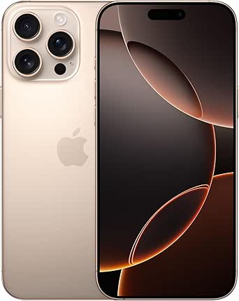 Apple iPhone 16 Pro Max 1 TB: 5G Handy mit Kamerasteuerung, 4K 120 Dolby Vision und einem großen Sprung bei der Batterielaufzeit. Funktioniert mit AirPods, Titan Wüstensand