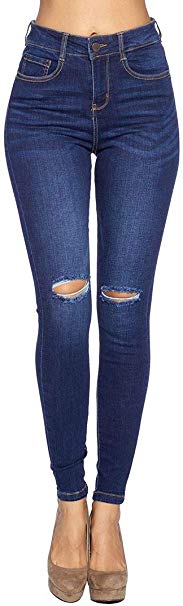 Blue Age Womens Destroyed Stretch Skinny Jeans Denim