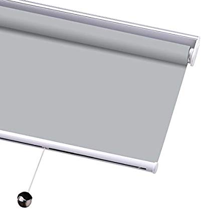 PASSENGER PIGEON Blackout Window Shades, Premium Free-Stop Cordless UV Protection Custom Roller Blinds,45" W x 60" L,Light Grey