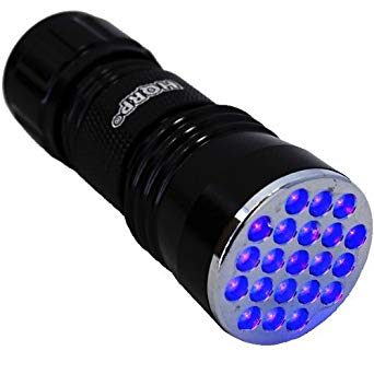 HQRP Urine Detector UV Blacklight Flashlight 21 LED with 380 nm Wavelength Plus HQRP UV Meter