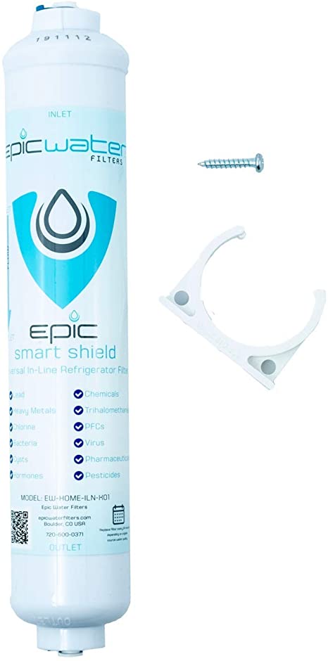 Epic Water Filters In-line Universal Refrigerator Water Filter | 2-Year / 360 Gallons | Multi-Stage Filtration, Ice Maker, Water Cooler, Removes 99.99% of tap water contaminants, virus, bacteria, lead