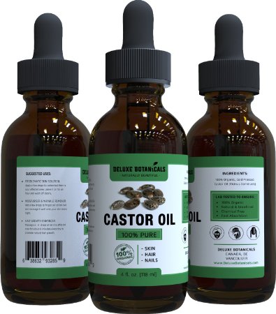 100% Pure Organic Castor Oil - (4 Oz) Hair Growth, Unrefined, Cold Pressed & Hexane Free - Best for Eyelashes, Acne, Natural Moisturizer & Skin Care Treatment