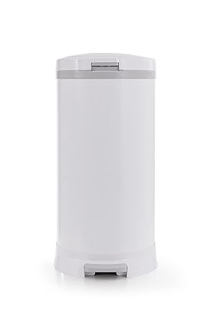 Premium Steel Diaper Waste Pail with Step Open, White