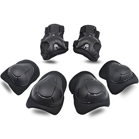 SKL Kids Protective Gear Knee Pads for Kids Knee and Elbow Pads with Wrist Guards 3 In 1 for Skating Cycling Bike Rollerblading Scooter [Upgraded Vistion 3.0]