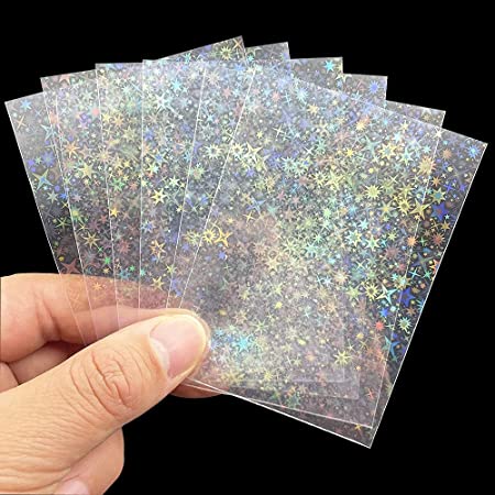 100pcs/Lot Little Star Laser Flashing Card Sleeves Trading Cards Shield Magic Card Protector Holographic Foil Protective Cover (61x88mm)