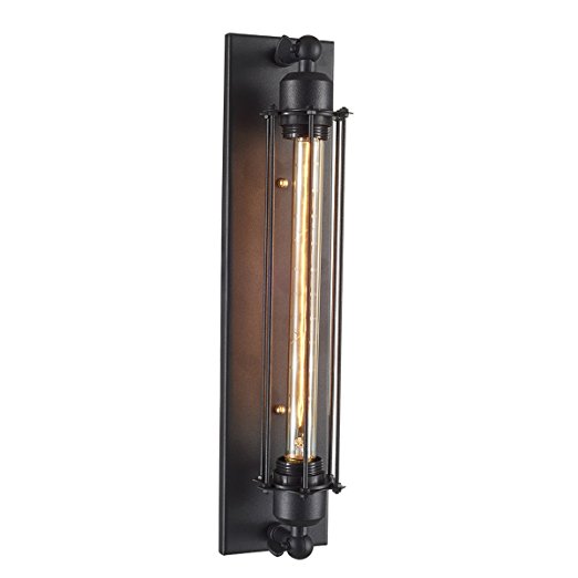 Ohr Lighting Edison Caged Wall Sconce BULB INCLUDED, Matte Black/Iron (ED274W)