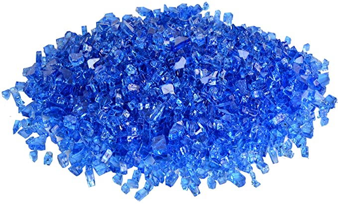 Skyflame High Luster 10-Pound Regular Fire Glass for Fire Pit Fireplace Garden Landscaping Cobalt Blue 1/4" Size