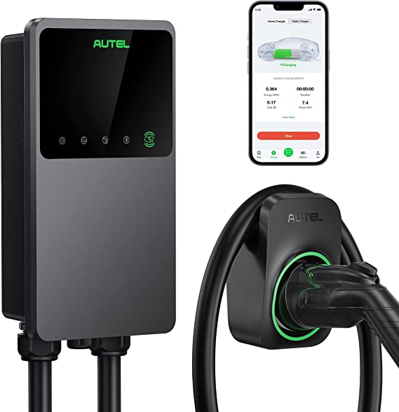 Autel MaxiCharger Home Electric Vehicle (EV) Charger, up to 40 Amp, 240V, Level 2 WiFi and Bluetooth Enabled EVSE, NEMA 6-50 Plug, Indoor/Outdoor, 25-Foot Cable with Separate Holster, Dark Gray