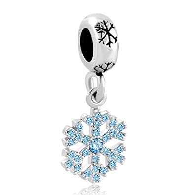 Charmed Craft Crystal Snowflake Dangle Charm Beads Jewelry For Charm Bracelets For Women Girls