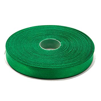 Topenca Supplies 1/2 Inches x 50 Yards Double Face Solid Satin Ribbon Roll, Green