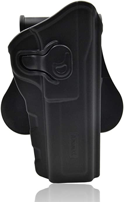XSHION Browning Hi Power Holster, OWB Holster Outside The Waistband Carry Holster with 360 Rotations Paddle for Browning Hi Power - Right-Handed Black