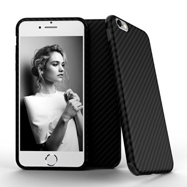 iPhone 6s plus Case, Roybens Allergy-proof Carbon Fiber Pattern TPU Case Cover Drop Protection Armor for Apple iPhone 6 plus (2014) & 6s plus (2015) , Grip Carbon Fiber Black