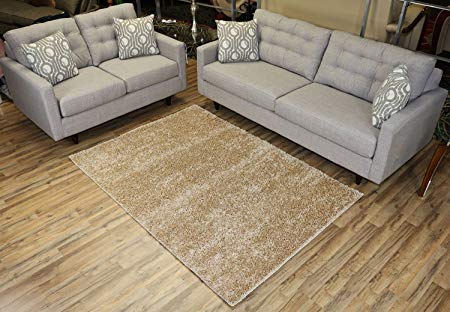 RugStylesOnline, Shaggy Collection Shag Area Rugs, 5'x7' - Beige (Champagne)