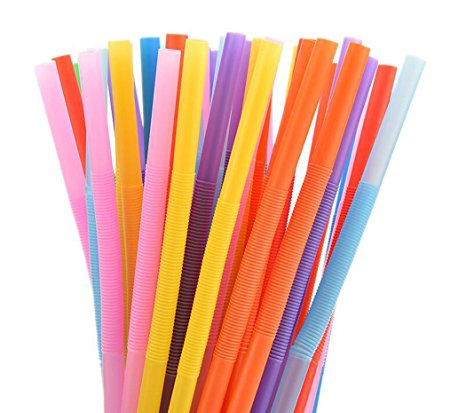 100pcs Fashion art disposable plastic straw colorful transparent double elbow gathering straw drinking straws (MIXED COLOR)
