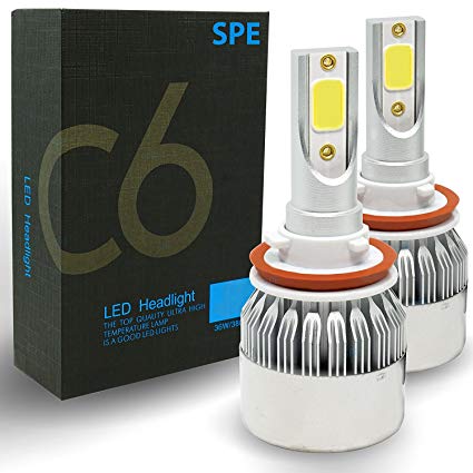 SPE LED Headlight Bulbs [H1] - 72W 7600LM 6000K Cool White Bulb - Direct Replacements, IP67 Waterproof - 2 Year Warranty