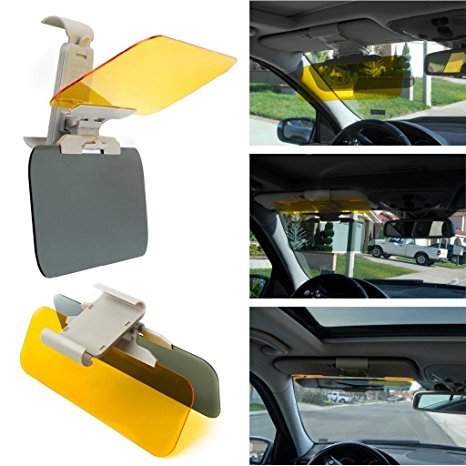 Happy Hours Practical Multi-function 2 in 1 Clip-on Eyesight-protecting Mirror Transparent Car Anti-glare Glass Car Sun Visor Extender High Definition Mirro for Day & Night Driving