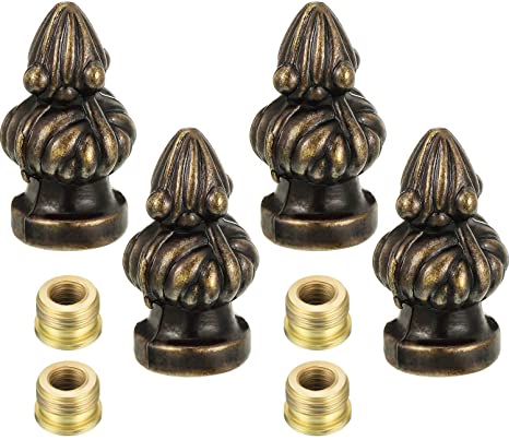 4 Pack Lamp Finial Cap Knob Antique Brass Lamp Finial Thread 1-3/8 inch High Retro Finial Decorations