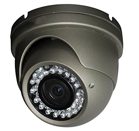 iPower Security SCCAME0014 Indoor Outdoor 700TVL Sony EXview HAD CCD II Effio-E DSP Dome Security Camera with 100-Feet 2.8mm 12mm Vari Focal Lens 36 IR LED (Grey)