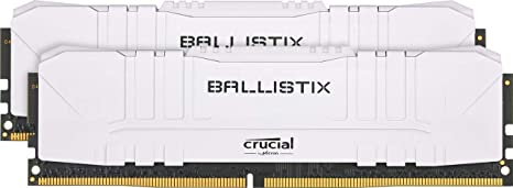 Crucial Ballistix BL2K16G26C16U4W 2666 MHz, DDR4, DRAM, Desktop Gaming Memory Kit, 32GB (16GB x2), CL16, White