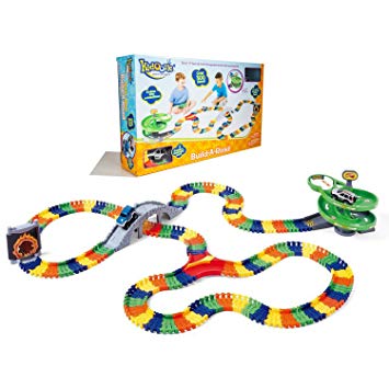 Kidoozie Super Spiral Build-A-Road with Over 17 Feet of Interchangeable, Flexible Track and 2 Battery Operated Cars