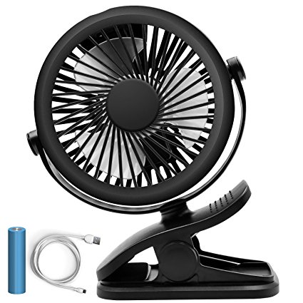 Bodyguard 6-Inch Clip on Fan and Desk Fan 2 in 1, Portable Rechargeable USB Fan with 2200 mAh Battery, 360 Degree Rotation for Baby Stroller, Car, Gym, Office, Outdoor, Traveling, Camping