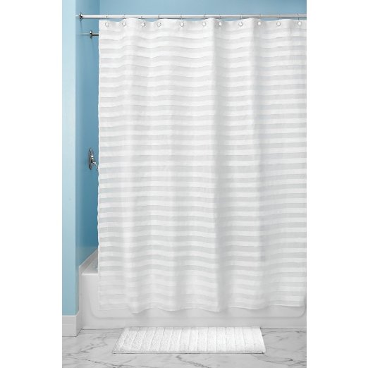 InterDesign Tuxedo Fabric Shower Curtain, 72 x 72, White