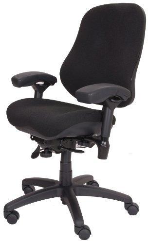 BodyBilt J2507x Black Fabric High Back Task Ergonomic Chair with Arms, 22" Length x 21.50" Width Backrest, 21" Width Seat, Grade 3 Comfortek