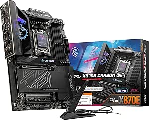 MSI MPG X870E Carbon WiFi Motherboard, ATX - Supports AMD Ryzen 9000/8000/7000 Processors, AM5-110A SPS VRM, DDR5 Memory Boost 8400 MT/s (OC), PCIe 5.0 x16 & 4.0 x16, M.2 Gen5, Wi-Fi 7, 5G LAN LAN