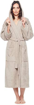 Arus Women's Classic Hooded Bathrobe Turkish Cotton Terry Cloth Robe