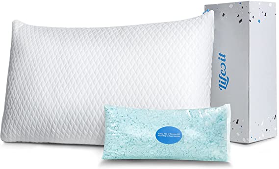 Lifewit Premium Shredded Memory Foam Pillow - Adjustable Loft Hypoallergenic Cooling Pillow for Side, Back, Stomach Sleepers, Washable Cover - CertiPUR-US Certified -King