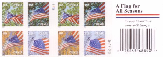 USPS Forever Postage Stamps (A Flag for All Seasons Self-Adhesive Booklet of 20)