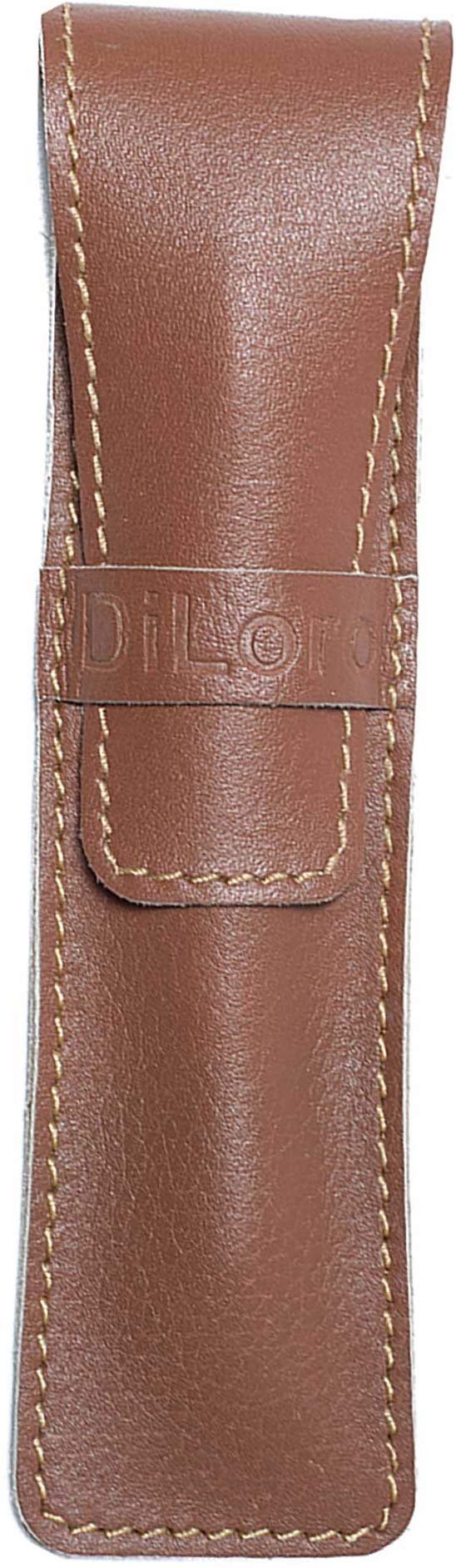 DiLoro Full Grain Top Quality Genuine Leather Single Pen Case Sleeve Holder Pouch (Buffalo Sepia Tan)