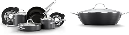 Calphalon Classic Hard-Anodized Nonstick Cookware, 10-Piece Pots and Pans Set with No-Boil-Over Inserts & Classic Hard-Anodized Nonstick Cookware, 12-Inch Cooking Pan with Lid