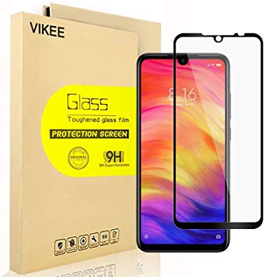 [2 Pack] WRJ Screen Protector for Xiaomi Redmi Note 7/ Note 7 Pro, HD Anti-Scratch Anti-Fingerprint No-Bubble 9H Hardness Tempered Glass with Lifetime Replacement Warranty [Black]