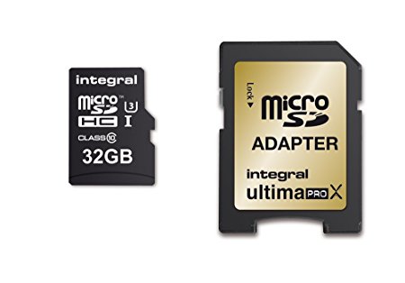 Integral UltimaPro X 32 GB microSDHC Ultra-High-Speed Class 10 Memory Card, up to 95 MB/s Read, 90 MB/s Write, U3 Rating