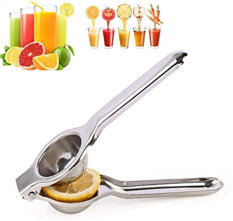 Small Lemon Squeezer,Lime Squeezer Lemon Press,Stainless Steel Citrus Squeezer,Solid Manual Juicer Orange Juicer Press,Fruit Squeezer Juice Press,Silver Lime Hand Squeezer For Vegetable