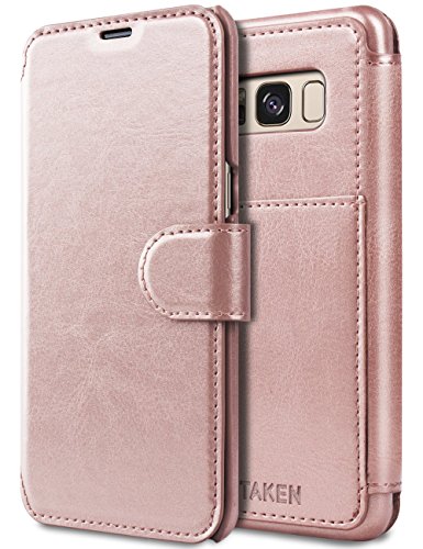 Galaxy S8 Case,Taken Galaxy S8 Wallet Pu Leather Card Slot Ultra Slim Case for Samsung Galaxy S8(Rose Gold)