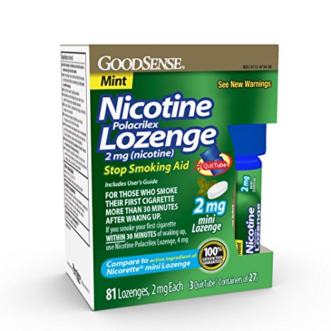 GoodSense Mini Nicotine Polacrilex Lozenge, Mint, 2mg, 81 Count