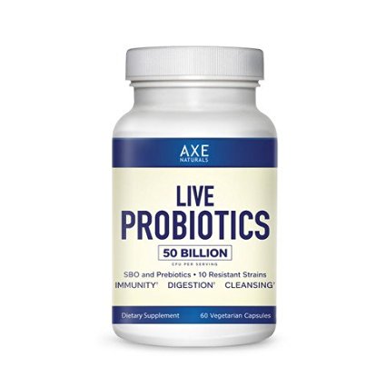 Dr. Axe- LIVE PROBIOTIC-Best For Boosted Immune System, Improved Digestion & Improved Skin- With 50 Billion CFU Per Serving, Bifidobacterium Bifidum, SBO Probiotics, Prebiotic Inulin- 60 Capsules