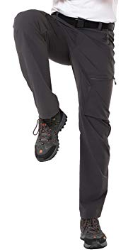 MIER Men's Stretch Cargo Pants Lightweight Nylon Hiking Pants, Quick Dry and Water Resistant, 5 Zipper Pockets